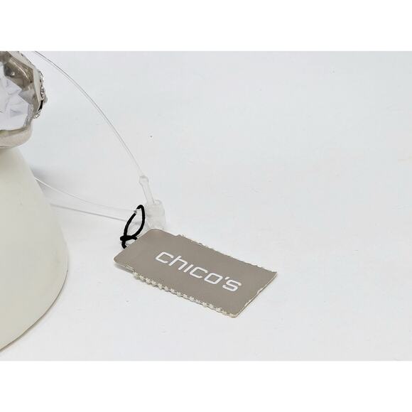 Chico's Bracelet Silver Tone Roselle Chunky Glass Crystal Stretch New - Picture 6 of 8